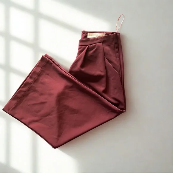 Wide-Leg Pants Elegant Burgundy - Picture 6 of 6